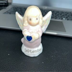 Precious Moments September Angel Figurine with Blue Heart